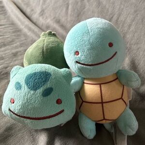 Squirtle & Bulbasaur Ditto Plush Set - Light Teal & Green Pokémon Center